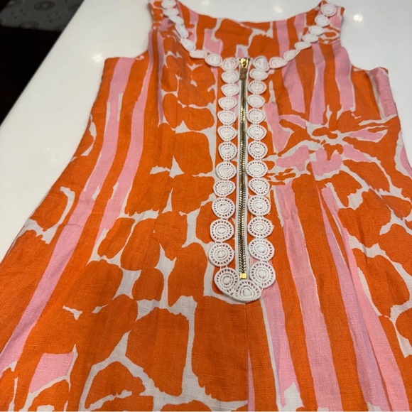 Lilly Pulitzer Dress Womens Dres Size 2 Orange/white Sheath Sleeveless Lined - Picture 13 of 15